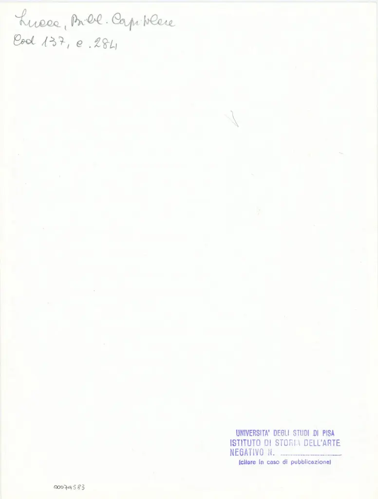 Università di Pisa. Dipartimento di Storia delle Arti , Anonimo italiano - sec. XIII, ultimo quarto - Lucca, Biblioteca Capitolare Feliniana, Ms. 137, f. 284r, particolare , retro