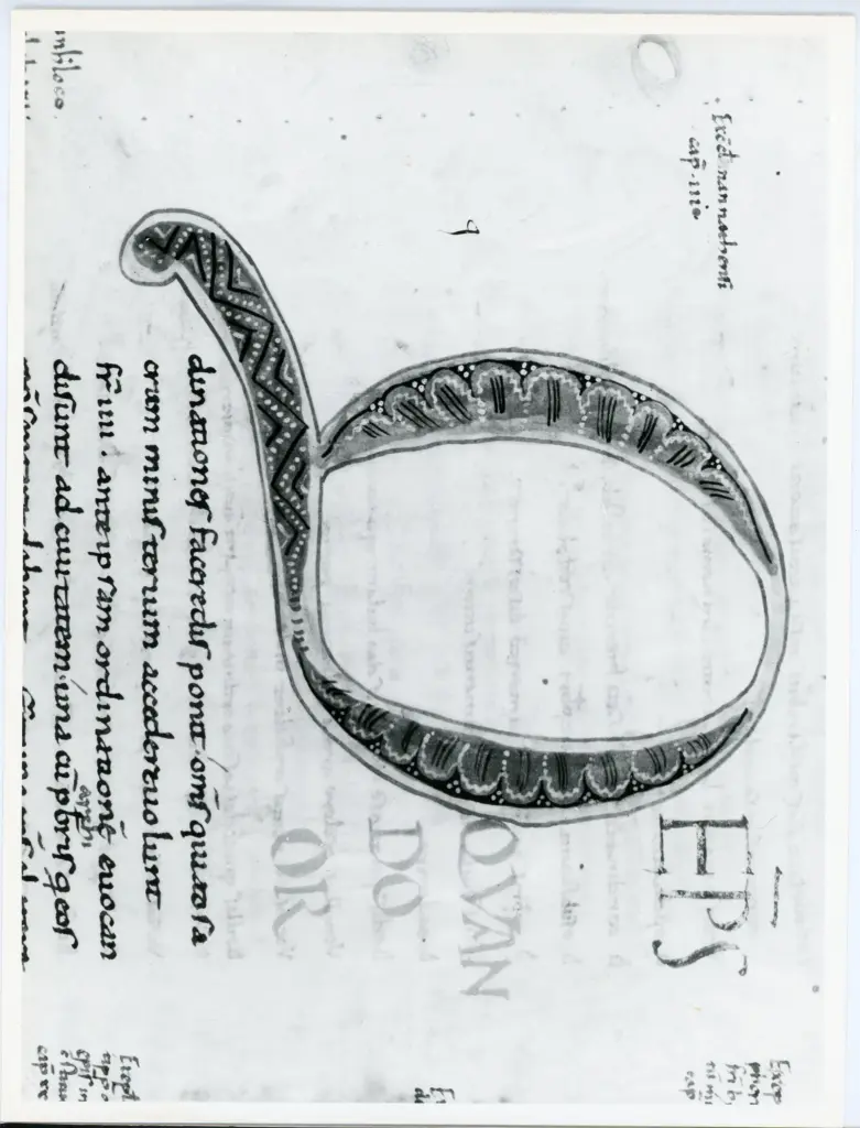 Universit&agrave; di Pisa. Dipartimento di Storia delle Arti , Anonimo italiano - sec. XI, terzo quarto - Lucca, Biblioteca Capitolare Feliniana, Ms. 124, f. 31v, particolare , fronte