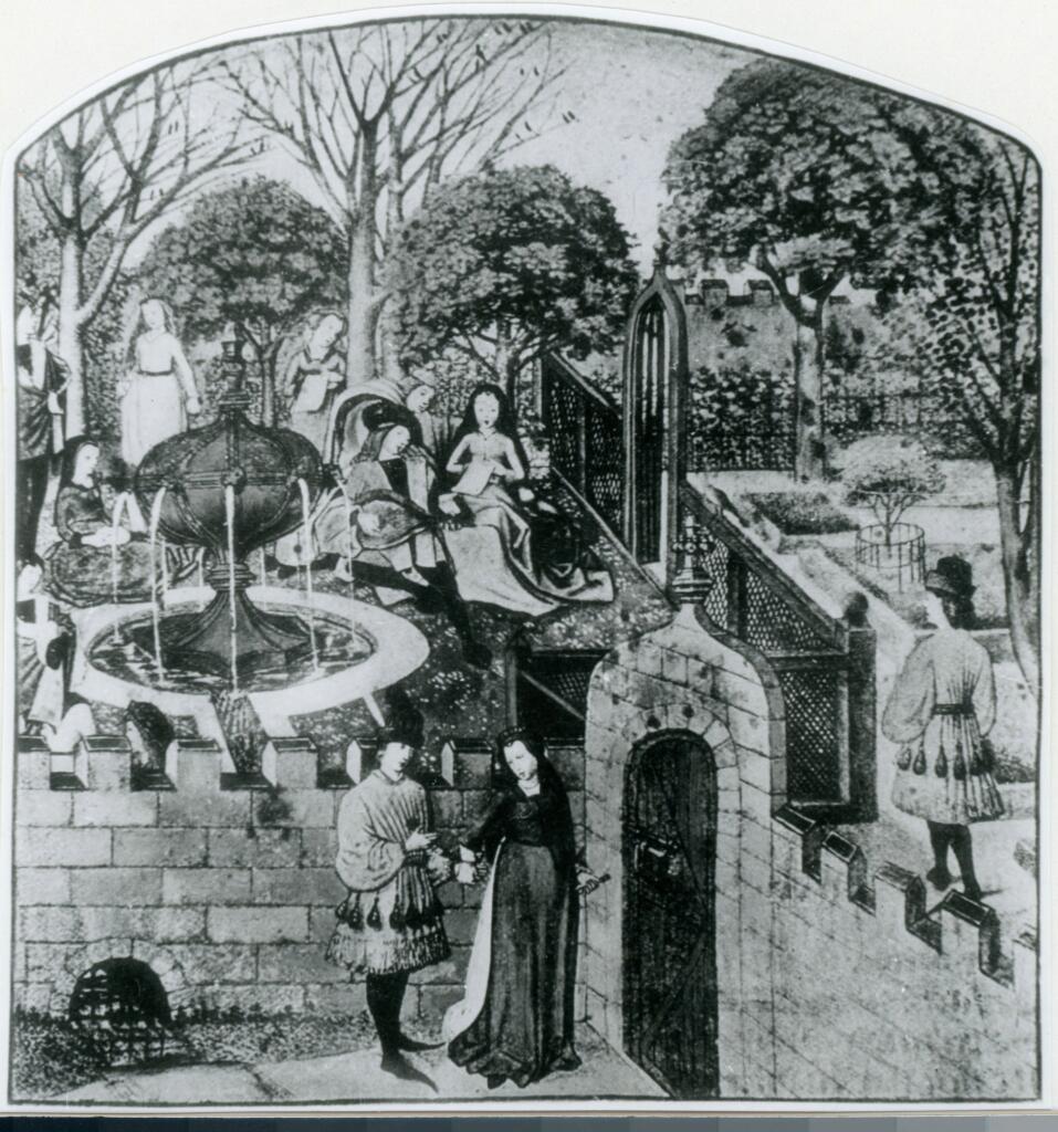 Anonimo , Un jardin français au XVe siècle/ Miniature d'un manuscrit , fronte