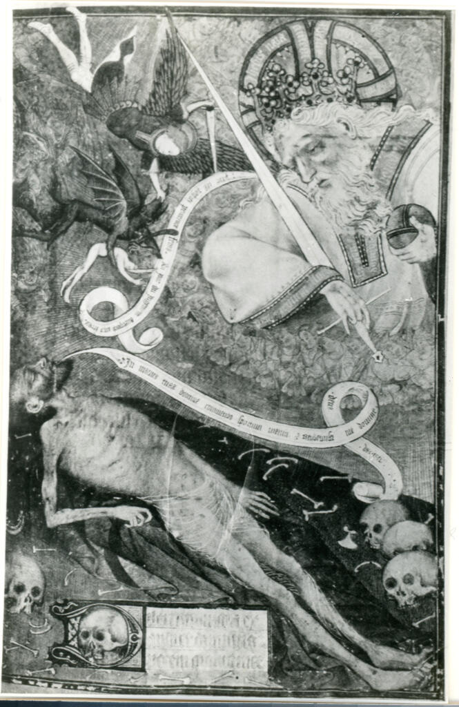 Anonimo , Le mort en presence de Dieu, miniature du XVe siècle/ (Ms. latin 9471, Bibliothèque Nationale de Paris.) , fronte