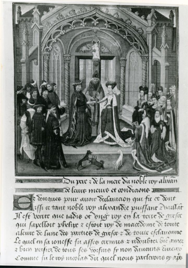 Anonimo , Une page de « L'Histoire d'Alexandre » - Manuscrit français de la fin du XVe siècle/ (Collection Dutuit) , fronte