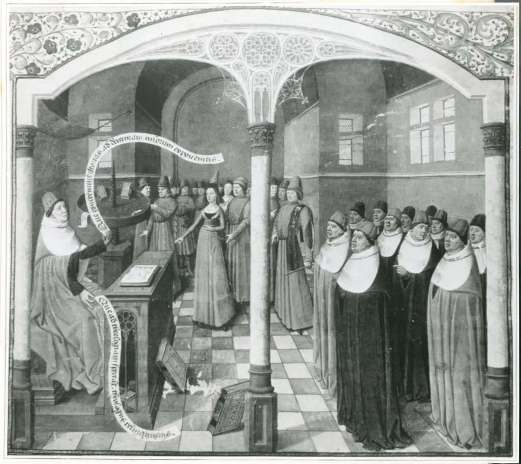 Anonimo , Le départ de théologie et d'histoire/ Miniature de la Cité de Dieu, par Maître François (XVe siècle)/ (Bibliothèque nationale (Paris) , fronte