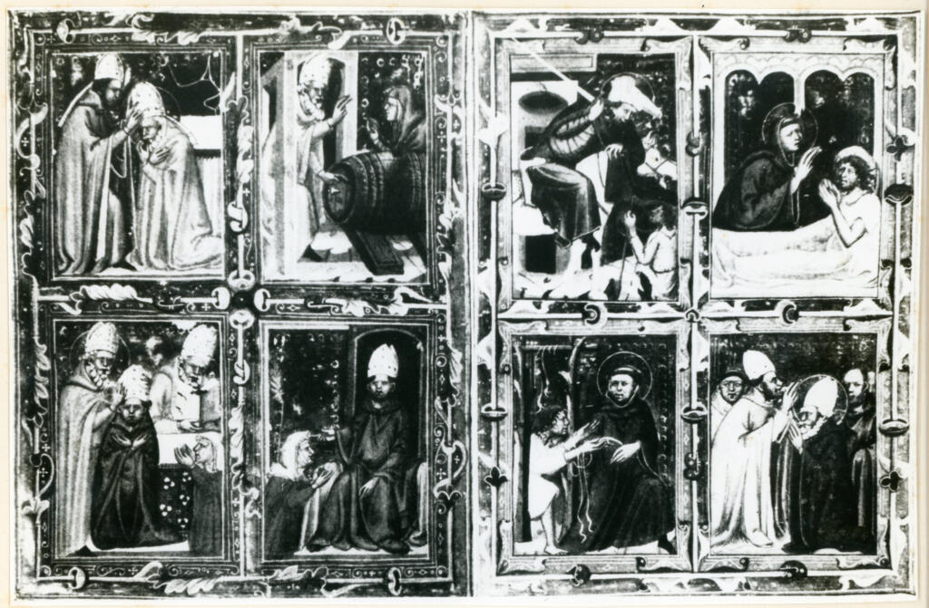Anonimo , Vie de saint Remi/ (ms. de la Bibl. du Vatican, 8541, fol. 99.); Vie de saint Martin/ (Ms. de la Bibl. du Vatican, 8541, fol. 77 verso.) , fronte