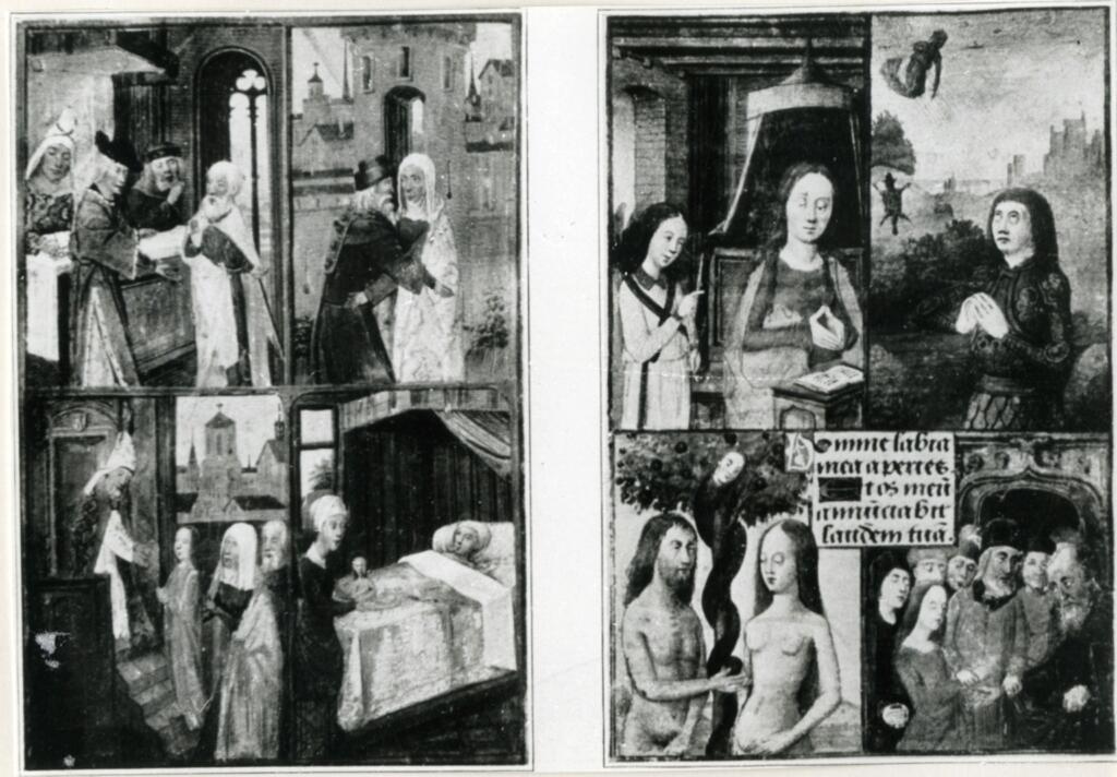 Anonimo , Deux miniatures d'un Livre d'Heures manuscrit in-8° sur vélin de 108 ff/ Travail français. - XVe siècle/ (Collection Cottreau) , fronte