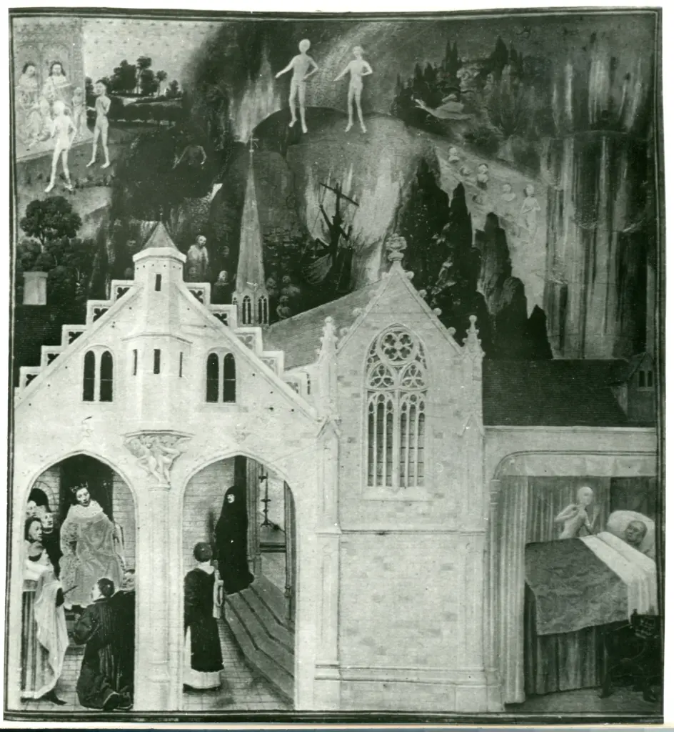 Anonimo , Le songe de Charles le Chauve/ Grande miniature des "Grandes Chroniques de saint Denys"/ ( Biblioth&egrave;que Imp&eacute;riale, St. Petersburg ) , fronte