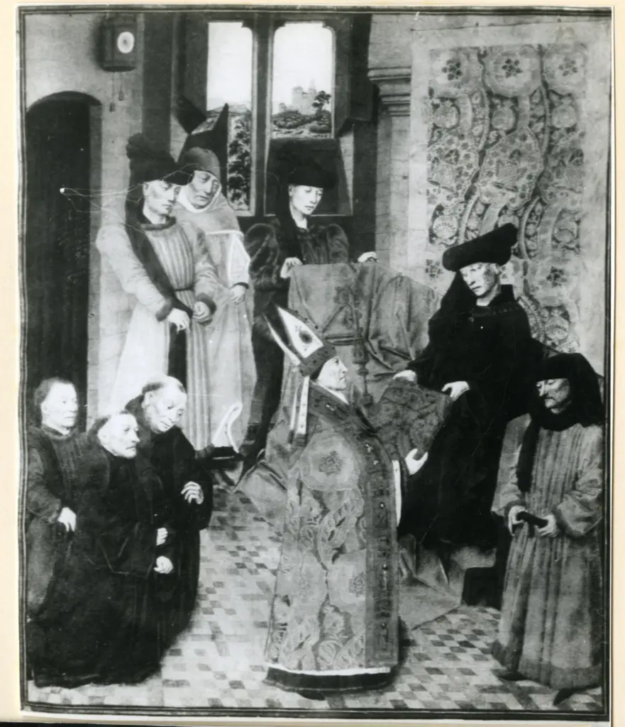 Marmion Simon , Scena di dedica di un libro, Filippo il Buono, duca di Borgogna