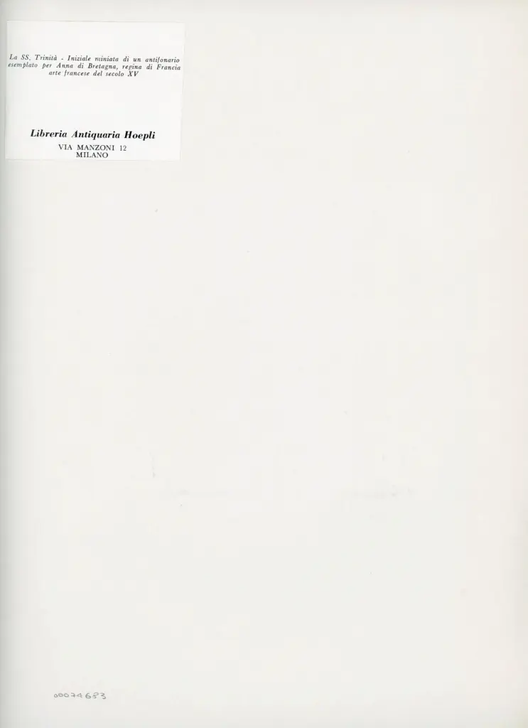 Anonimo , Anonimo francese - sec. XV - Antifonario per Anna di Bretagna, iniziale miniata, SS. Trinit&agrave; , retro