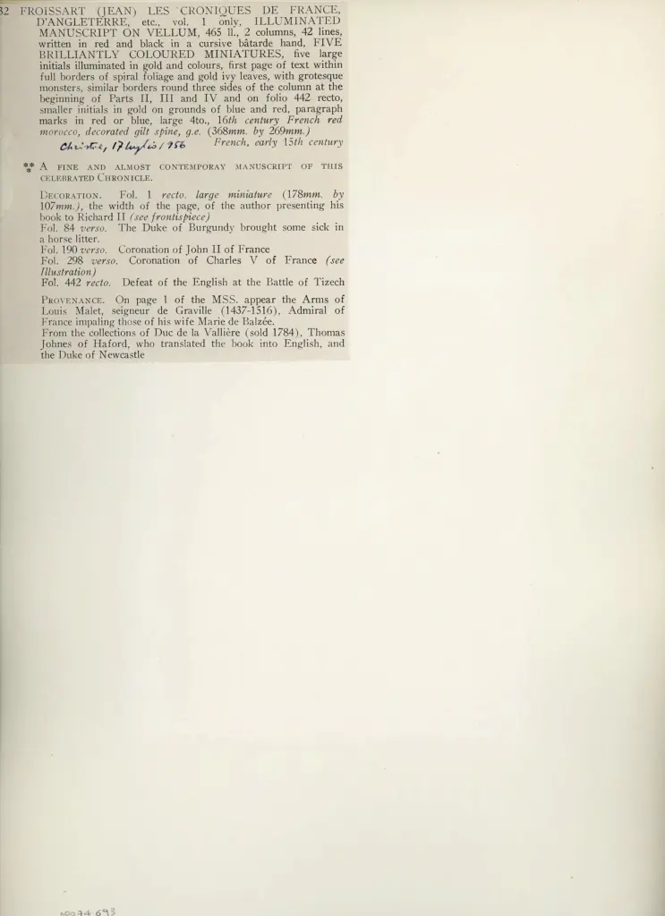 Anonimo , Anonimo francese - sec. XV - Les Chroniques de France, Jean Froissart presenta la sua opera al re d'Inghilterra Riccardo II , retro