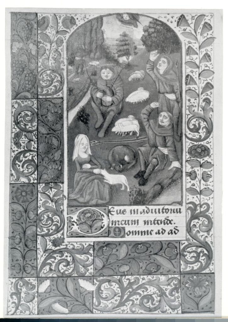 Anonimo , Anonimo francese - sec. XV - Libro d'Ore all'uso di Rouen, Annuncio ai pastori , fronte