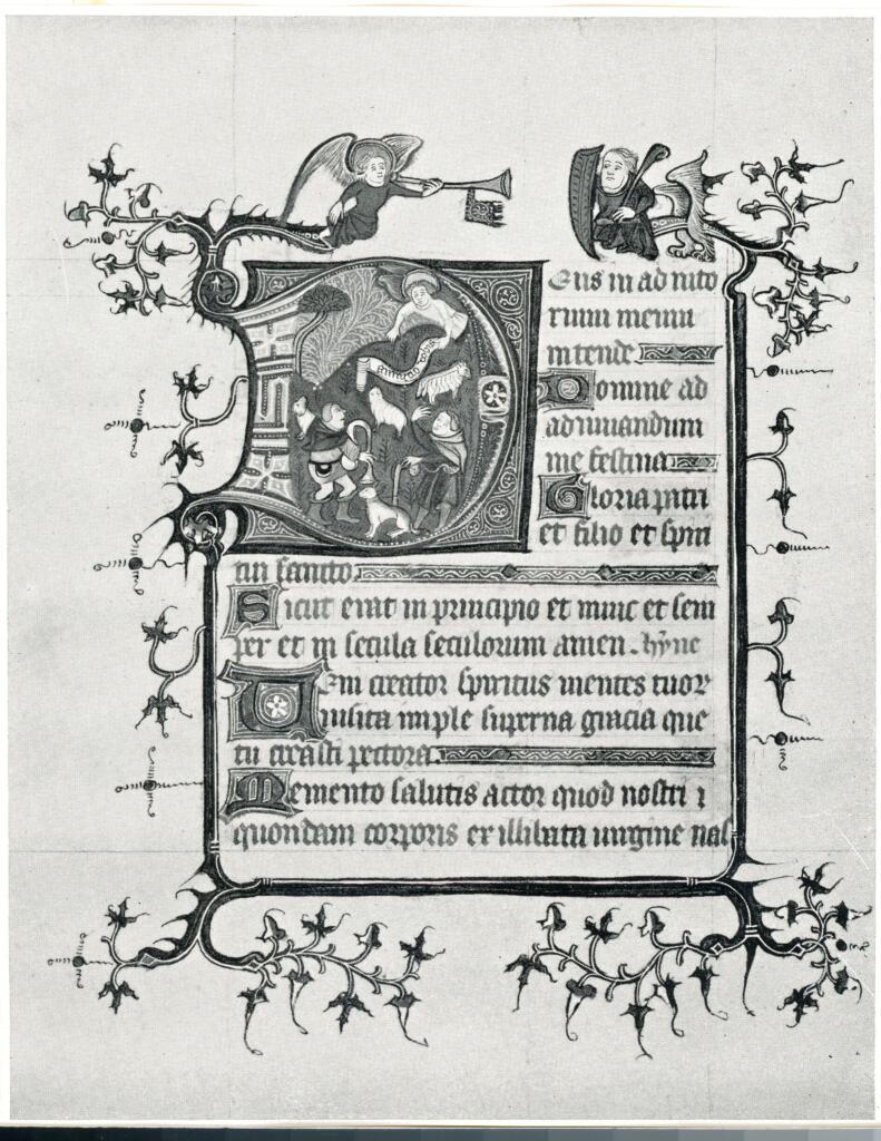 Anonimo , Anonimo francese - sec. XV, 1440 ca. - Libro d'Ore, Annuncio ai pastori , fronte