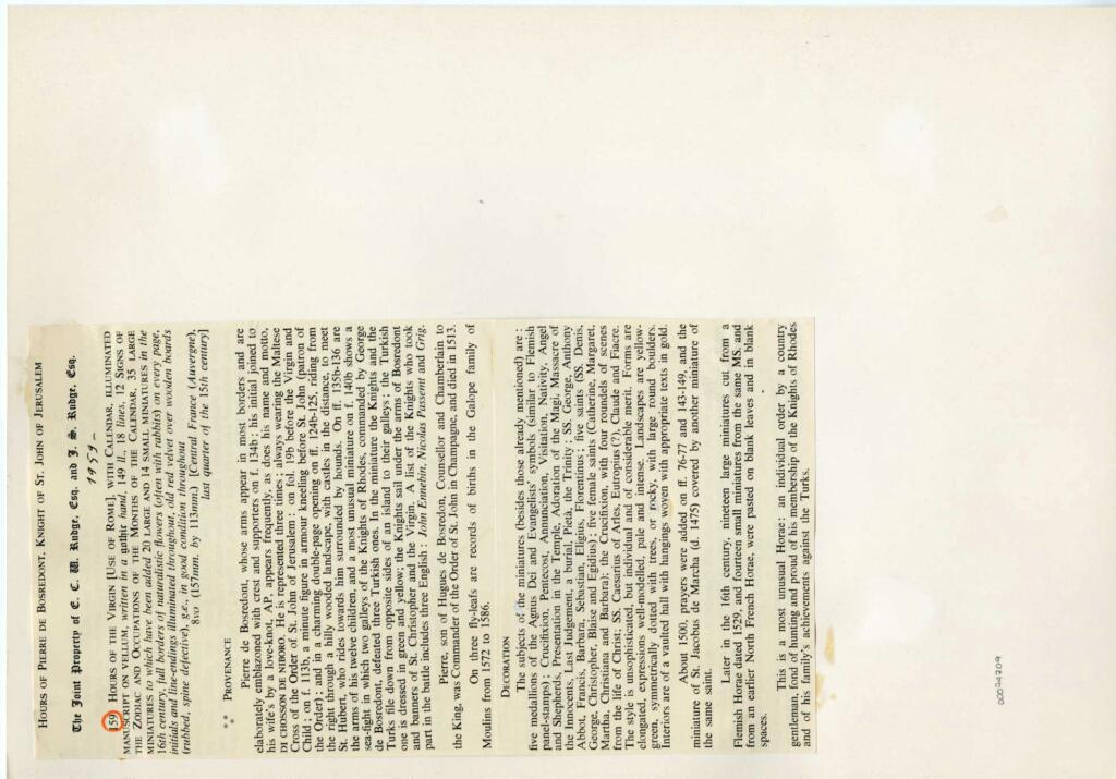 Anonimo , Anonimo francese - sec. XV, seconda metà - New York, Pierpont Morgan Library, Ms. G.55, ff. 64v e 140v , retro