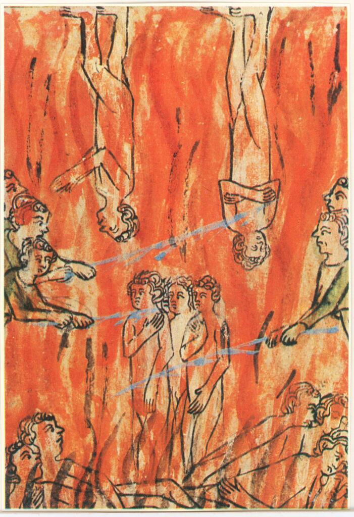 Anonimo , Inferno I, 118-120 - "Speculum humanae salvationis" - Min. francese - secolo XIV - (Roma, Biblioteca Corsiniana - Ms. 2167 [55. K. 2], f. 13v) , fronte