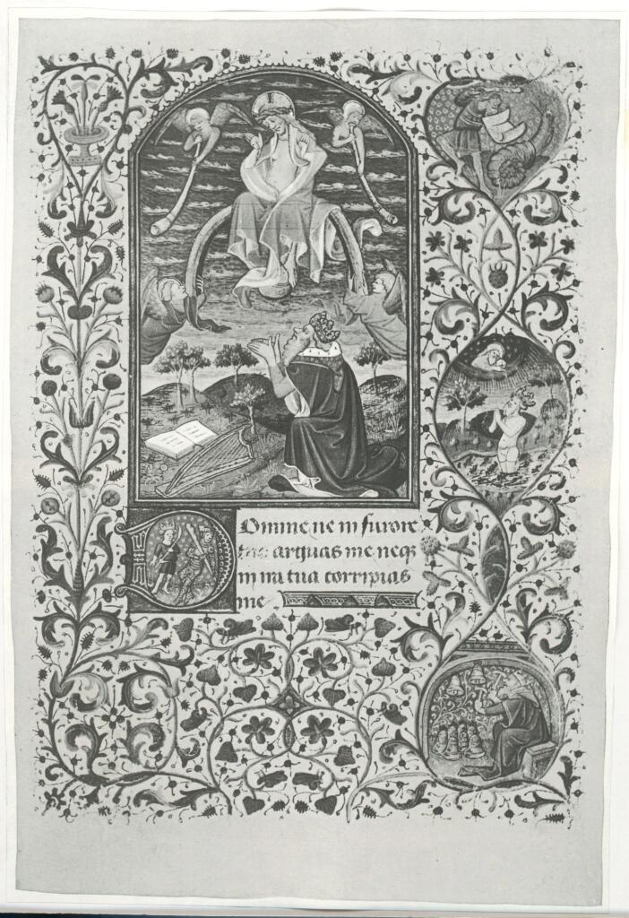 Anonimo , Anonimo francese - sec. XV, secondo quarto - Officio della Beata Vergine Maria con Calendario, pagina miniata , fronte