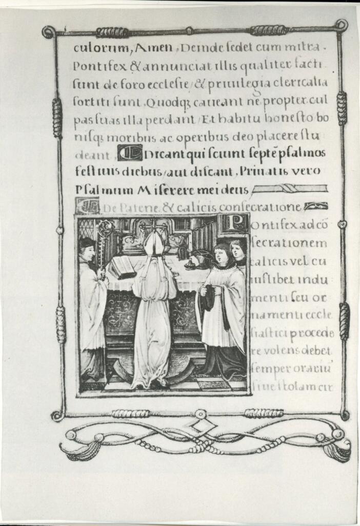Anonimo , Anonimo francese - Pontificale Romano - 1525 ca. - pagina miniata , fronte