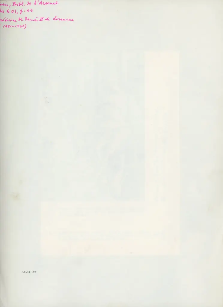 Anonimo , Anonimo - sec. XVI - Parigi, Biblioth&egrave;que de l'Arsenal, Ms. 601, f. 44 , retro