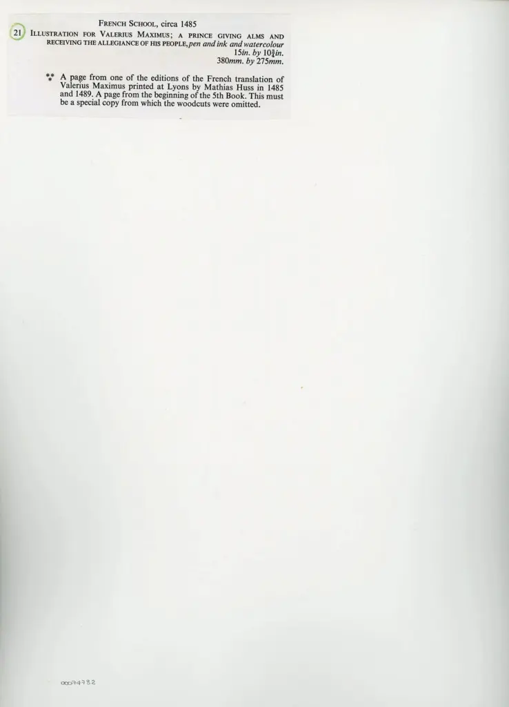 Anonimo , Illustratione per Valerius Maximus, ca. 1485 , retro