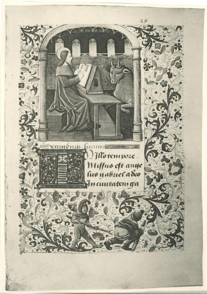 Anonimo , Anonimo francese - sec. XV - Libro d'Ore della Vergine all'uso di Roma con Calendario, una pagina miniata , fronte