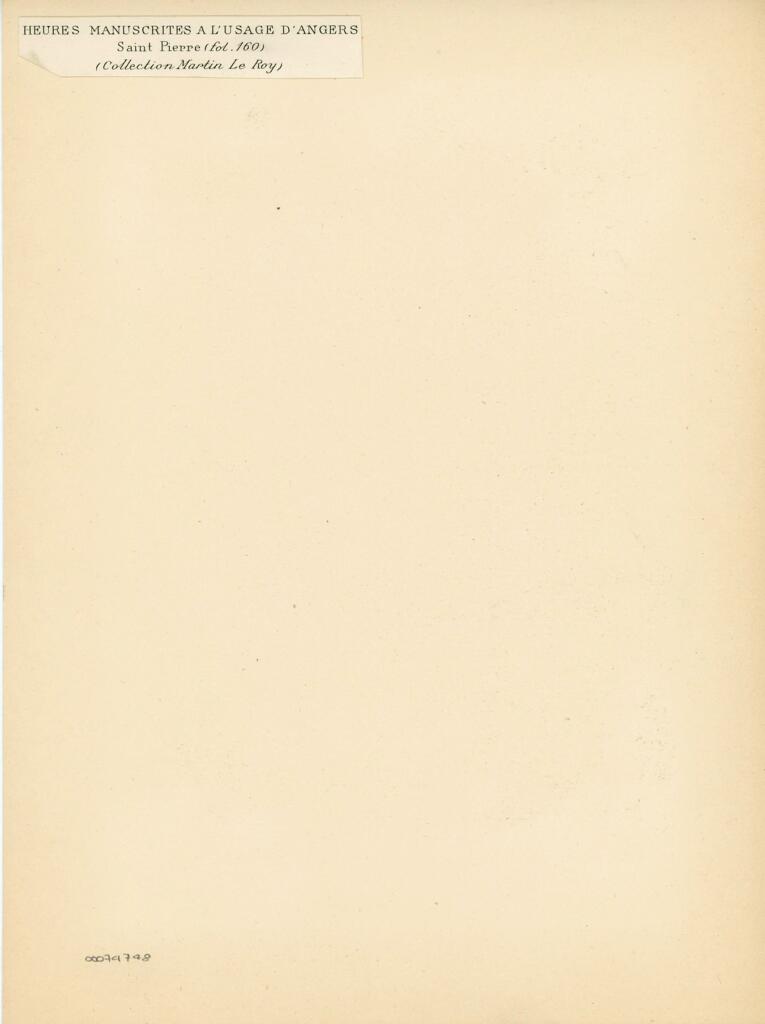Anonimo , Anonimo francese - sec. XV - Libro d'Ore all'uso di Angers dalla Collezione Martin Le Roy, f. 160 , retro