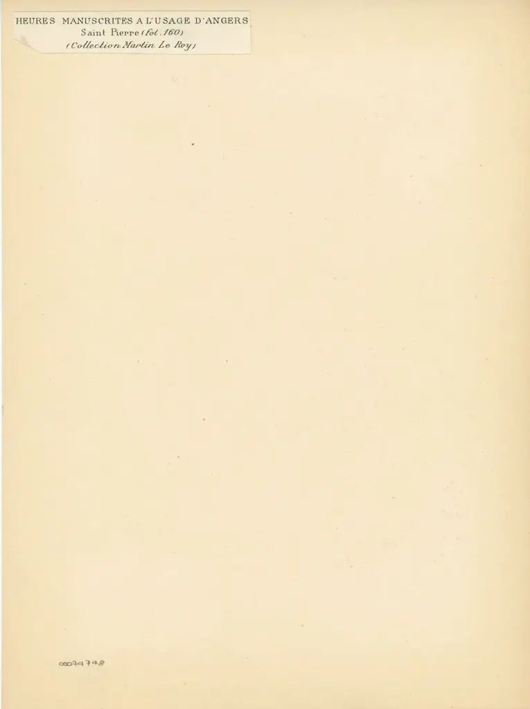 Anonimo , Anonimo francese - sec. XV - Libro d'Ore all'uso di Angers dalla Collezione Martin Le Roy, f. 160 , retro