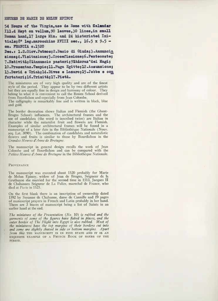 Anonimo , Anonimo francese - sec. XVI - The Melun-Epinoy Hours , retro