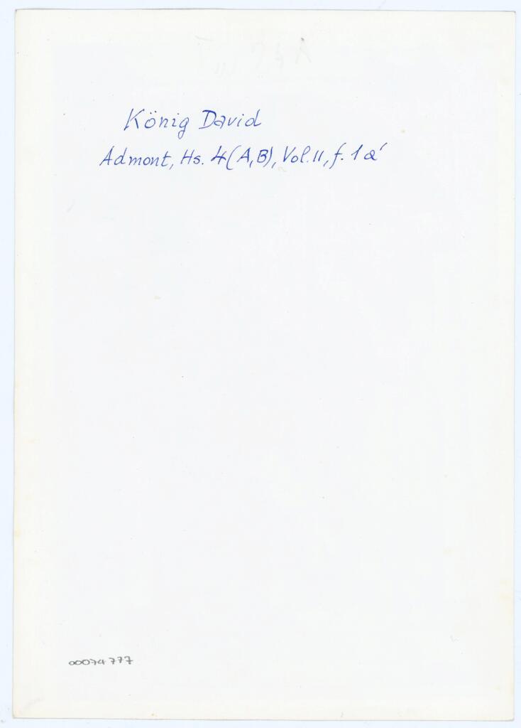 Anonimo , König David/ Admont, Hs. 4 (A, B), Vol. II, f. 1a' , retro
