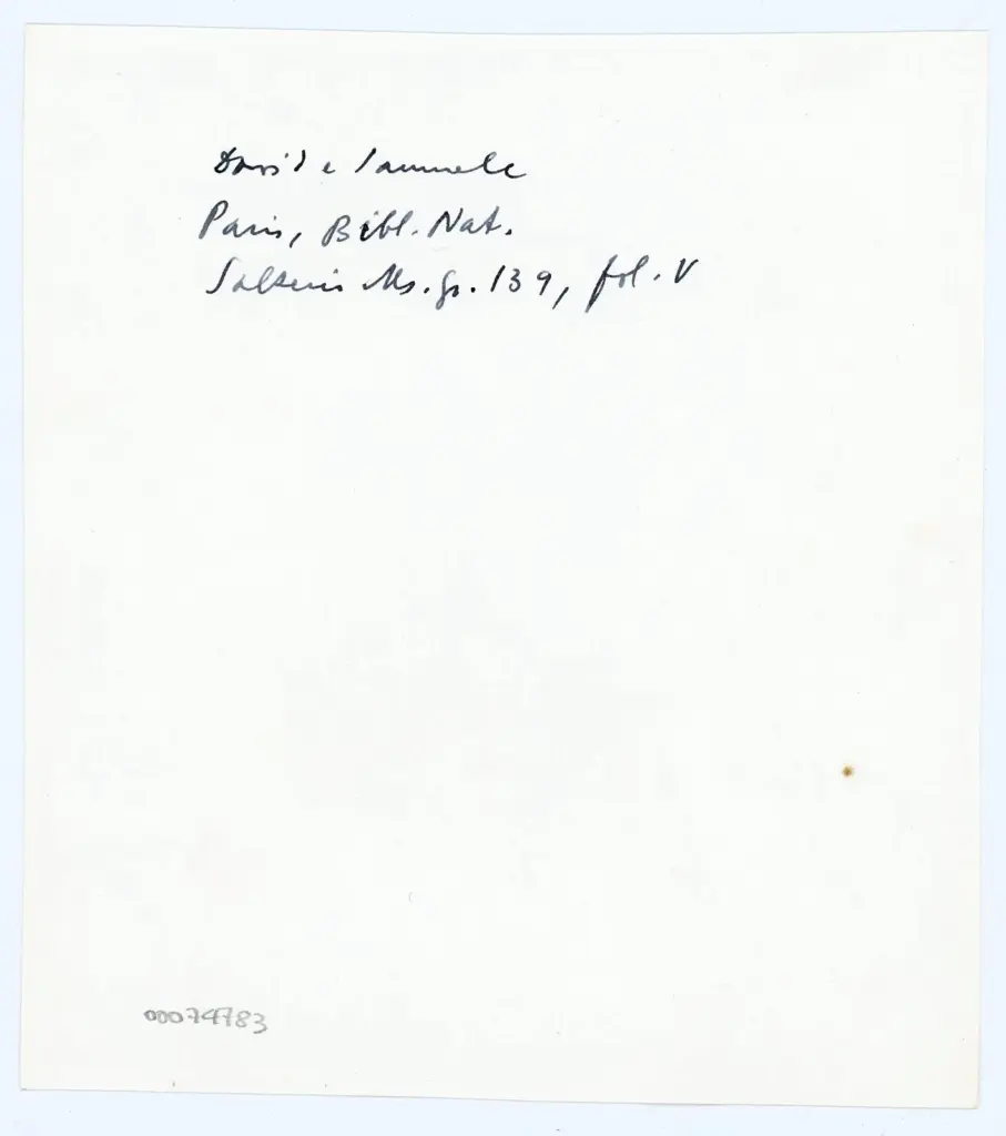 Anonimo , David e Samuele/ Paris, Bibl. Nat./ Salterio Ms. Gr. 139, fol. V , retro