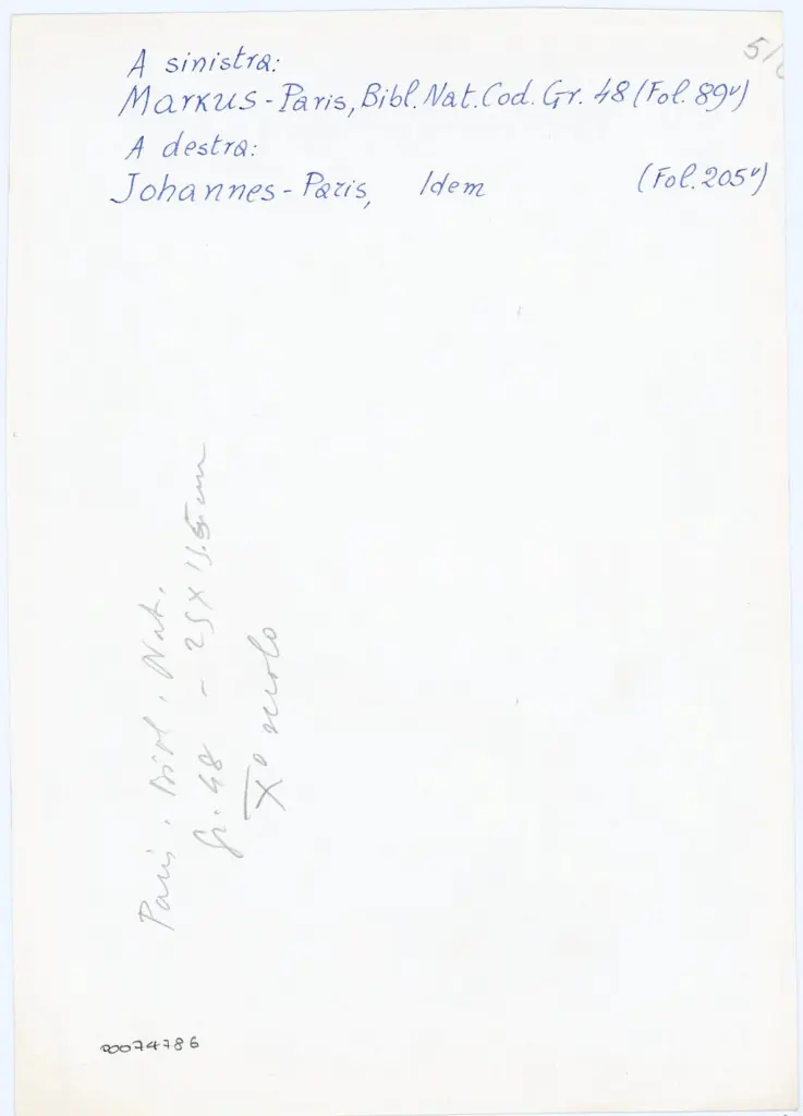 Anonimo , Anonimo - sec. X - Parigi, Bibliothèque nationale de France, Ms. Grec 48, ff. 89v (a sinistra) e 205v (a destra) , retro