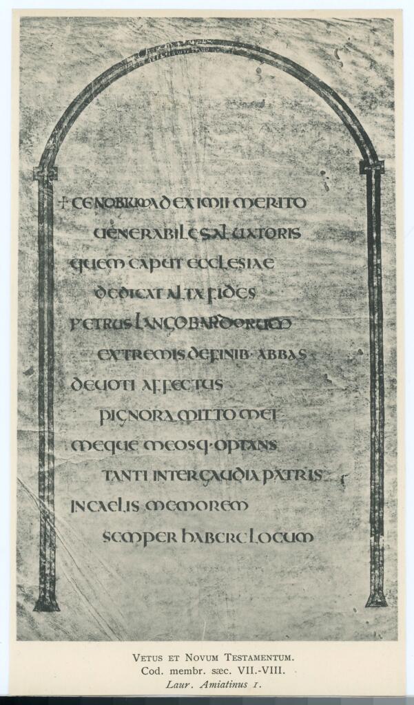 Anonimo , Vetus et Novum Testamentum./ Cod. membr. saec. VII.-VIII./ Laur. Amiatinus I. , fronte