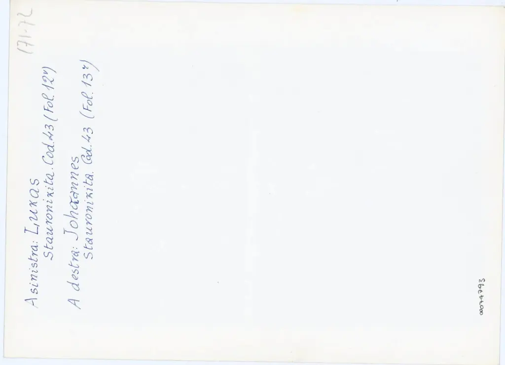 Anonimo , Anonimo - sec. X, met&agrave; - Monte Athos, Monastero di Stavronikita, Ms. 43, ff. 12v-13r , retro