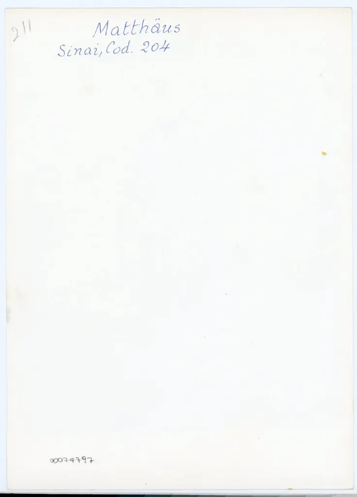 Anonimo , Matth&auml;us/ Sinai, Cod. 204 , retro