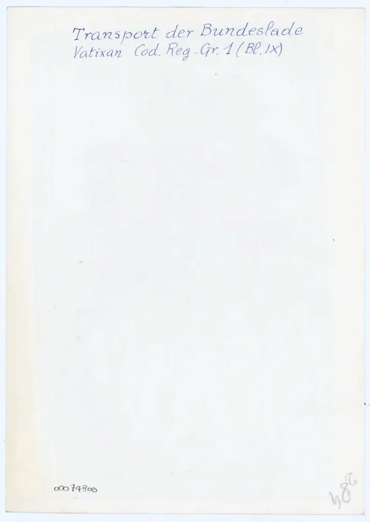 Anonimo , Transport der Bundeslade/ Vatikan Cod. Reg. Gr. 1 (Bl. IX) , retro