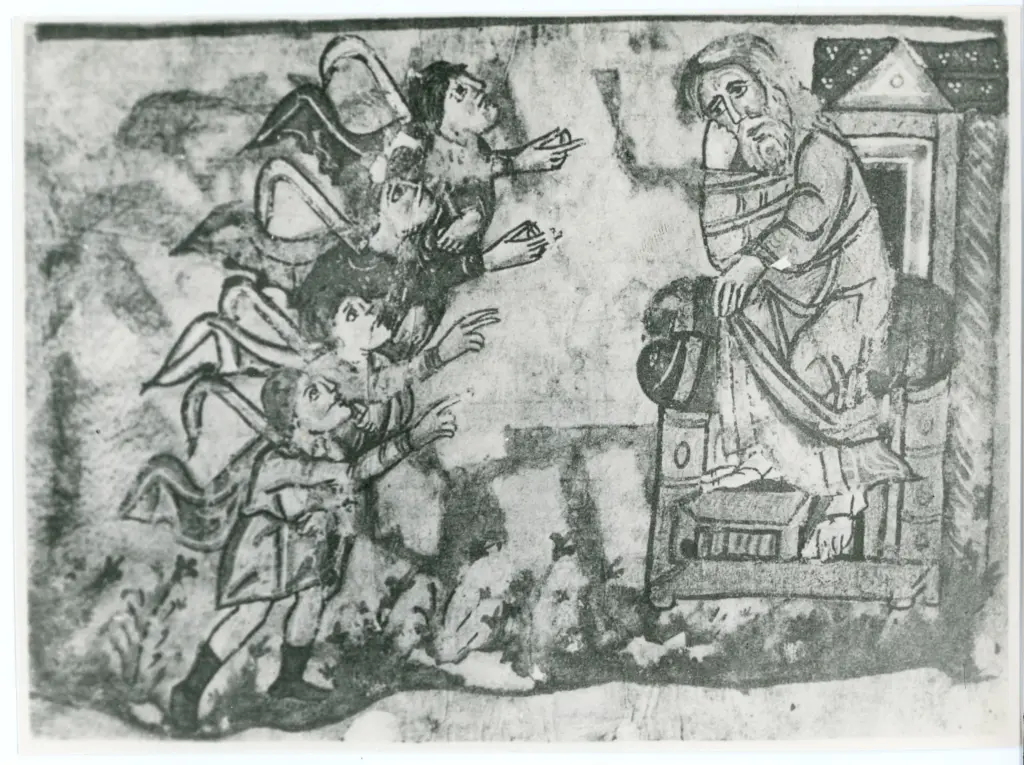 &nbsp; , Episodi della vita di Giobbe, Messaggeri si presentano a Giobbe, Finte architetture