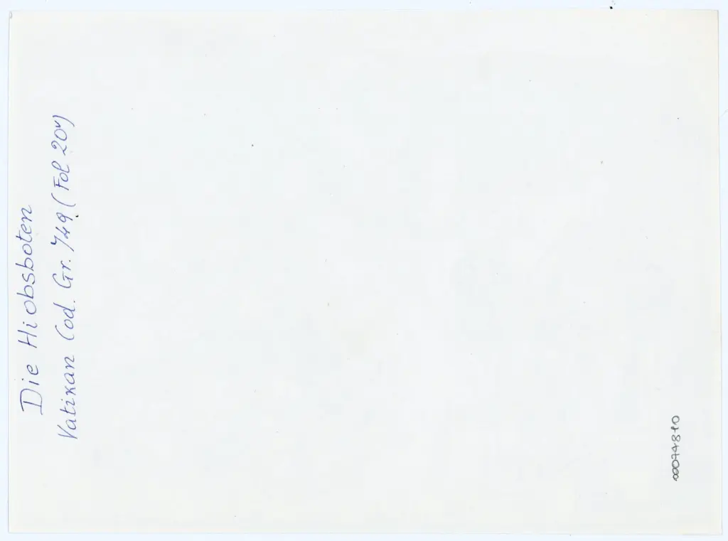 Anonimo , Die Hiobsboten/ Vatikan Cod. Gr. 749 (Fol. 20v) , retro