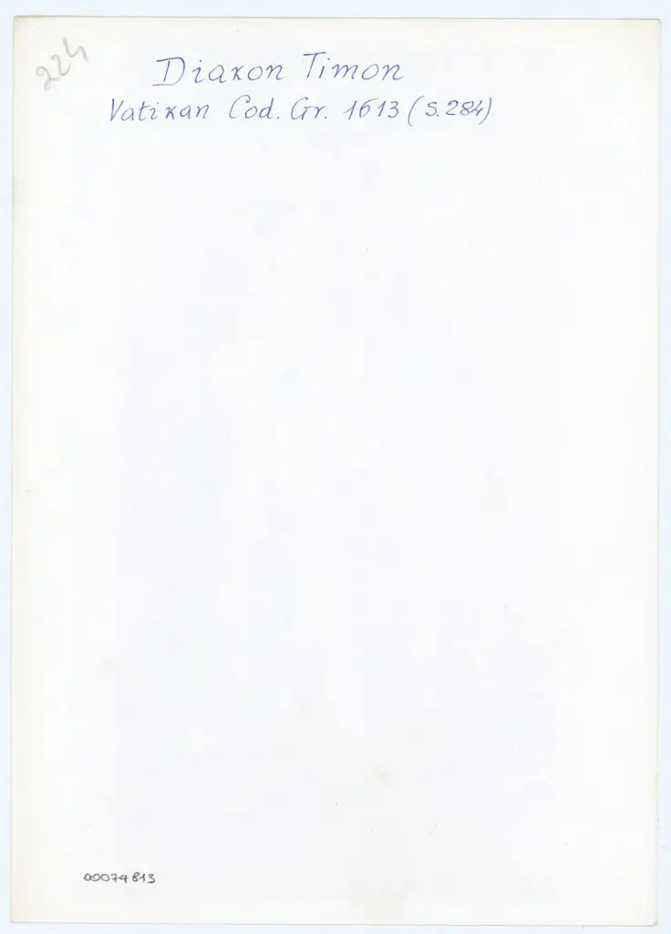 Anonimo , Diakon Timon/ Vatikan Cod. Gr. 1613 (S. 284) , retro