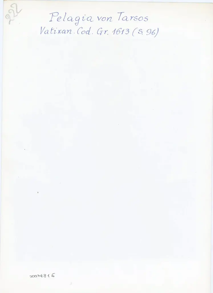 Anonimo , Pelagia von Tarsos - Vatikan. Cod. Gr. 1613 (S. 96) , retro
