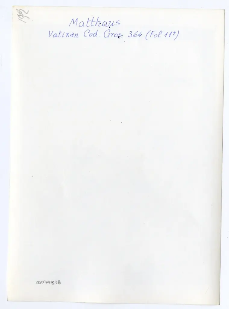 Anonimo , Matthaus - Vatikan Cod. Gros: 364 (Fol 11r) , retro