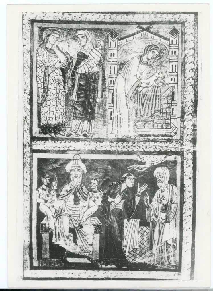 Anonimo , Hanna und Pennina [sic] - Heli mit seinen s&ouml;hnen - Nr. 4, Admonter Riesembibel - Kod. A. f. 111 , fronte