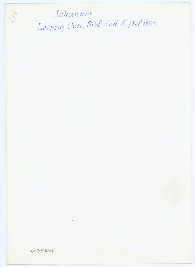 Anonimo , Johannes - Leipzig Univ. bibl. Cod. 6 (Fol. 180v) , retro