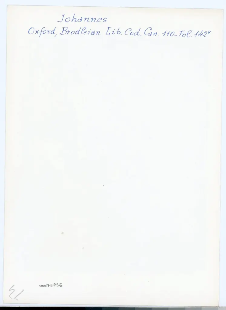 Anonimo , Johannes - Oxford, Brodleian [sic] Libr. Cod. Can. 110 - Fol. 142v , retro