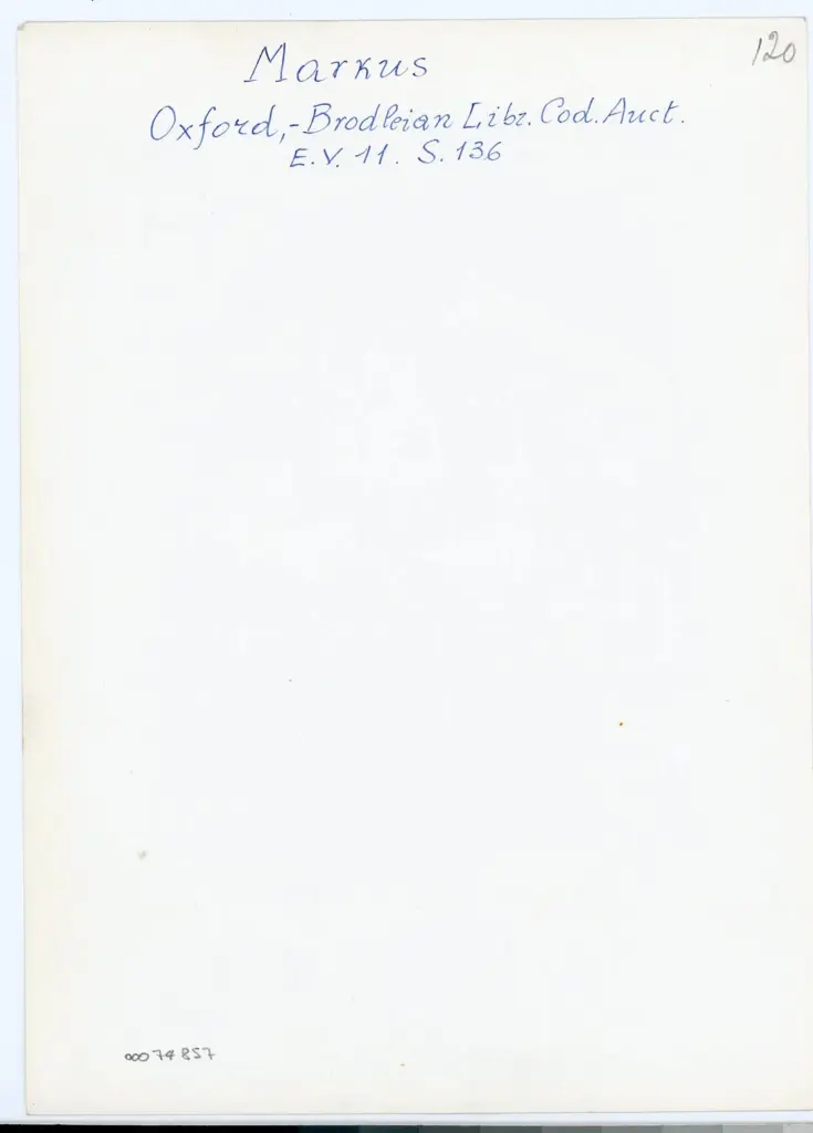 Anonimo , Markus - Oxford, - Brodleian [sic] Libr. Cod. Auct. - E.V.11. S. 136 , retro