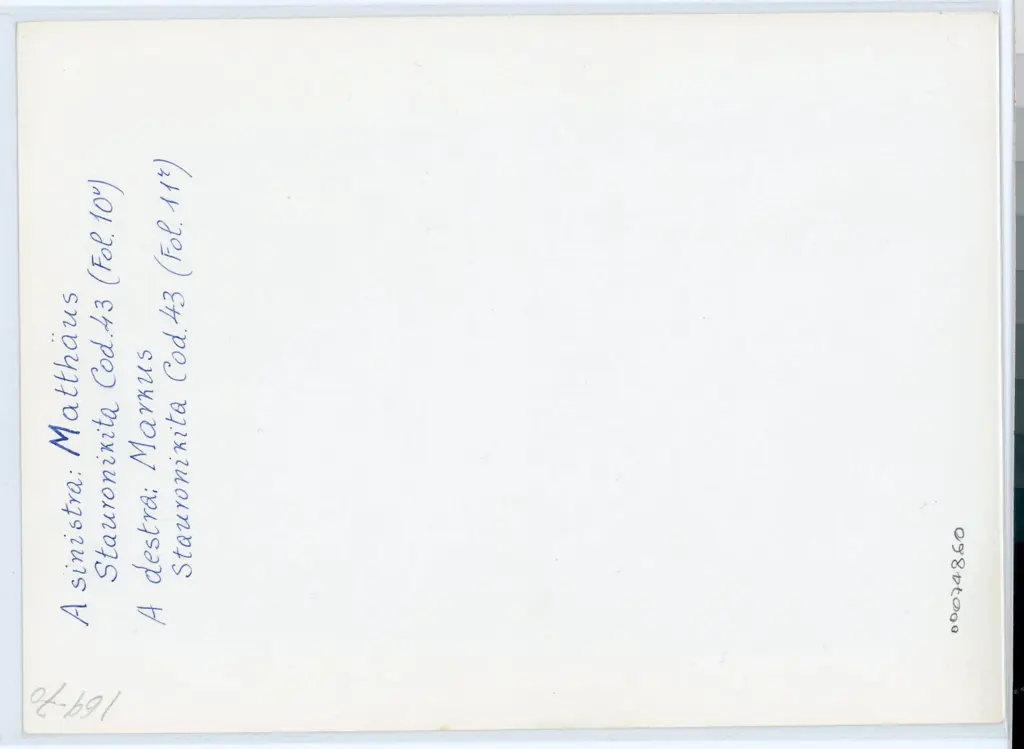 Anonimo , Anonimo - sec. X, met&agrave; - Monte Athos, Monastero di Stavronikita, Ms. 43, ff. 10v-11r , retro