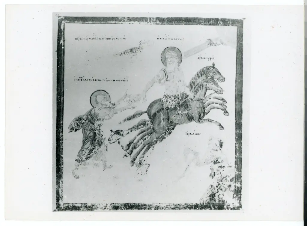 Anonimo , Rapimento di Elia - M. Lib. V, Col. 260, A, 14-D, 2 - Cod. Vat. greco 699 , fronte