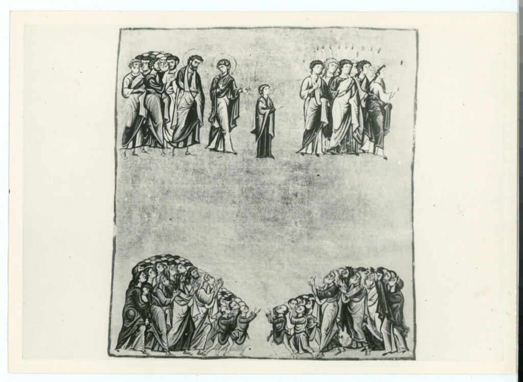 Anonimo , Il corteo in cammino - Vat. gr. 1162 f. 59-v , fronte