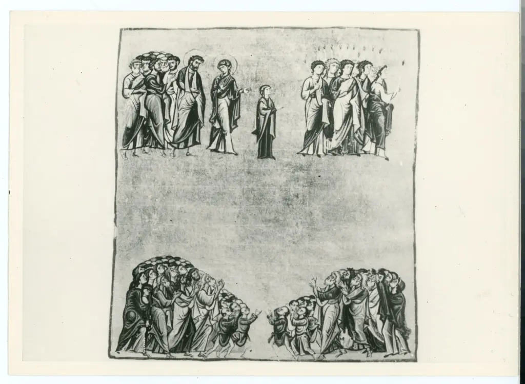 Anonimo , Il corteo in cammino - Vat. gr. 1162 f. 59-v , fronte