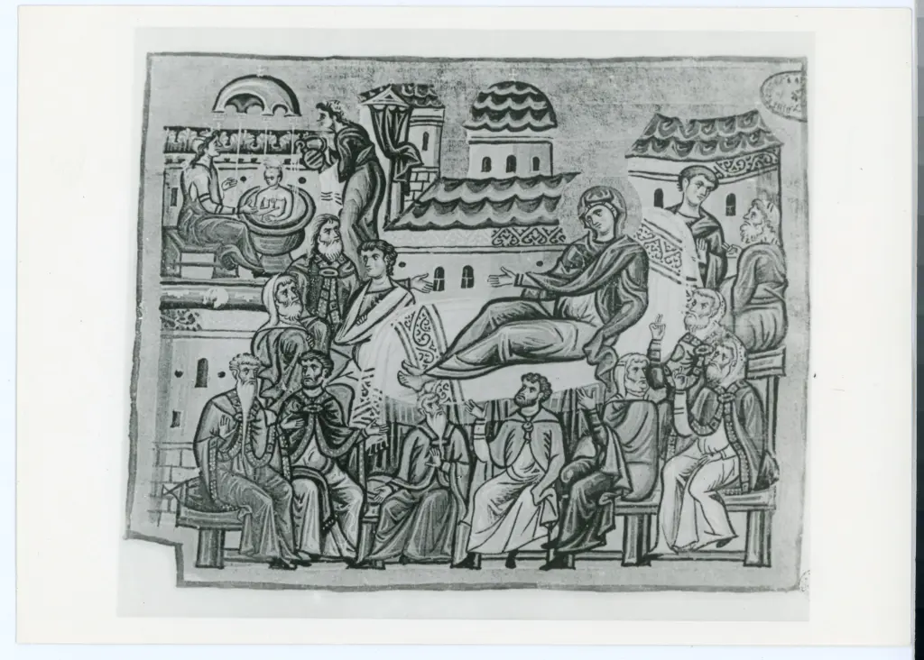 Anonimo , I filarchi israeliti convocati pel parto di S. Anna - Vat. gr. 1162, f. 29 , fronte