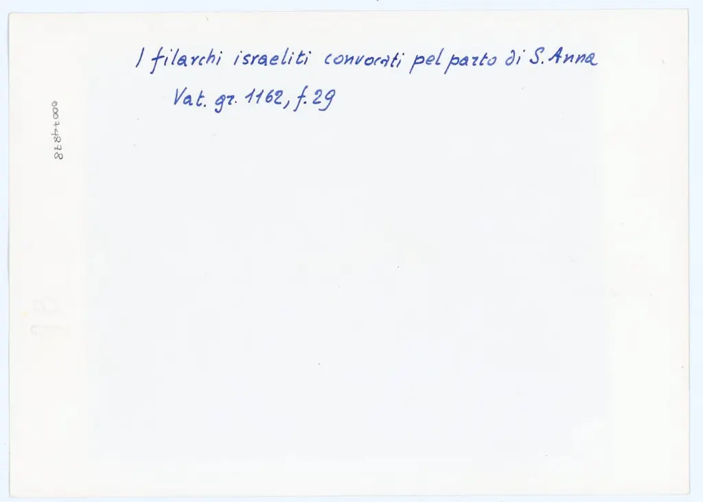 Anonimo , I filarchi israeliti convocati pel parto di S. Anna - Vat. gr. 1162, f. 29 , retro