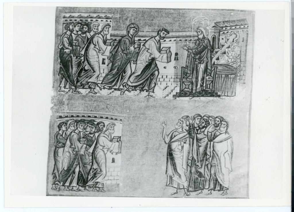 Anonimo , Rifiuto delle offerte di San Gioacchino - Vat. gr. 1162, f. 8-v , fronte