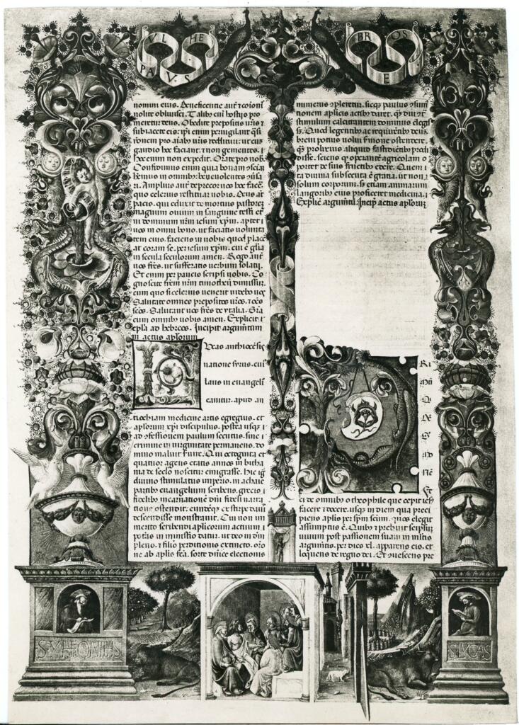 Anonimo , Taddeo Crivelli - 1455-1461 - Modena, Biblioteca Estense universitaria, Ms. Lat. 423=V.G. 13, f. 215v , fronte