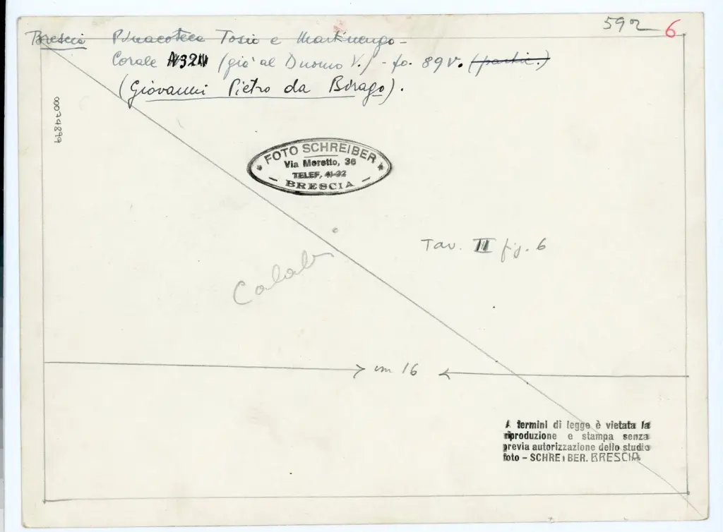 Foto Schreiber , Brescia Pinacoteca Tosio e Martinengo - Corale 32 (gi&agrave; al Duomo V.) - fo. 89v. - (Giovanni Pietro da Birago). , retro