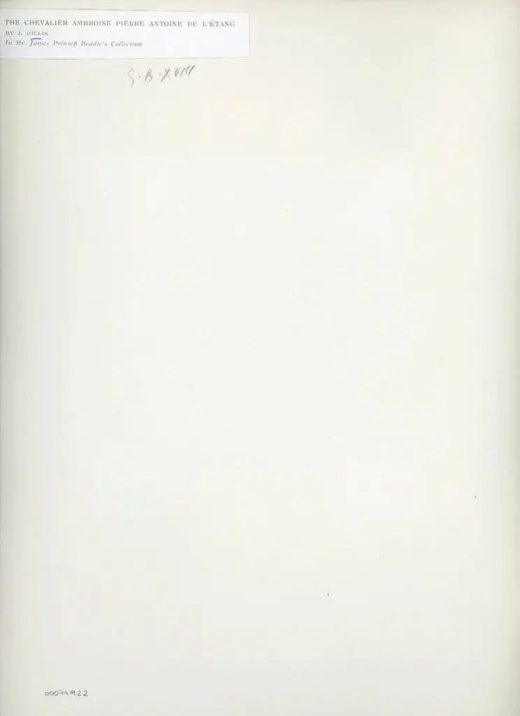 The Chevalier Ambroise Pierre Antoine de l'&Eacute;tang - by Gillis - In Mr. James Prinsep Beadle's Collection , retro